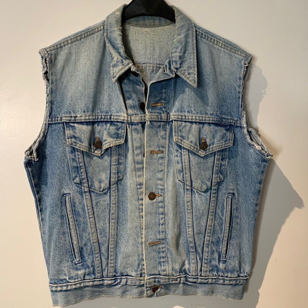 Distressed "Male" Denim Vest
